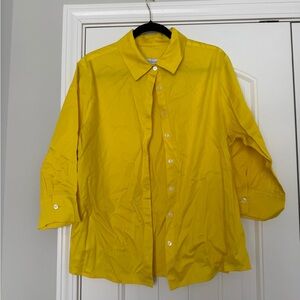 Vibrant Yellow Casual Button Down Shirt